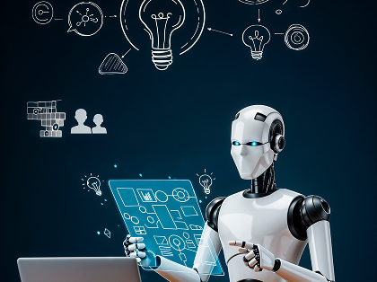 Cybersecurity robot illustration